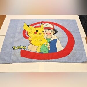 Vintage 1998 Nintendo Pokemon Standard Pillow Case Features Pikachu, Ash & More